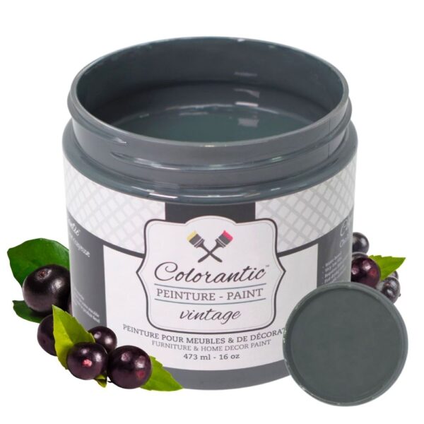 Colorantic | ACAI BERRY | Charcoal Grey Chalk Paint for Furniture, Cabinets & Kitchen | All-in-One Interior DIY Craft Solution, Decorative Wood & Wall Finish, Multi-Surface Makeover
